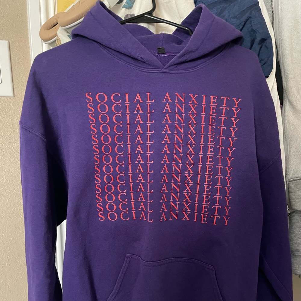 Custom Purple “social anxiety” hoodie